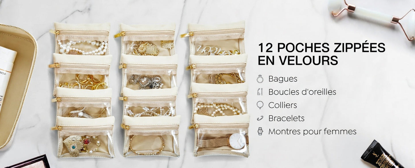 Paulina Écrin de voyage pour bijoux – 12 pochettes