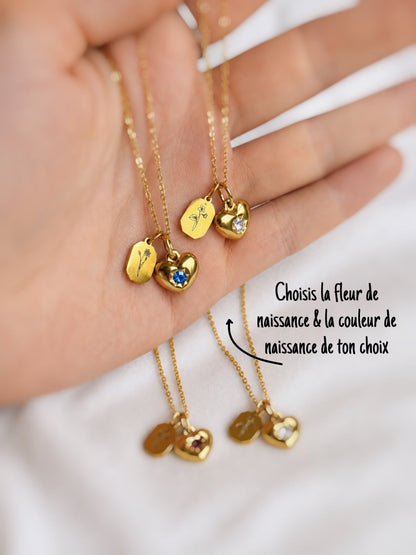 Fleur de naissance ~ collier personnalisé