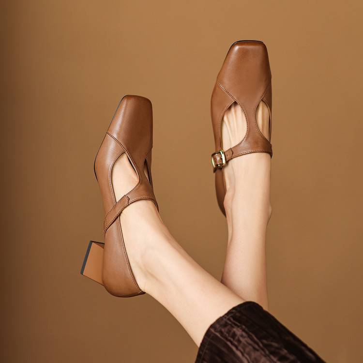 Escarpins Éléa – Cuir Véritable à Bout Carré