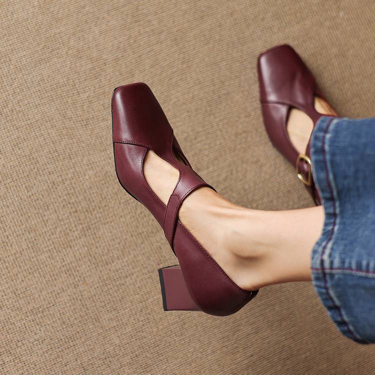 Escarpins Éléa – Cuir Véritable à Bout Carré