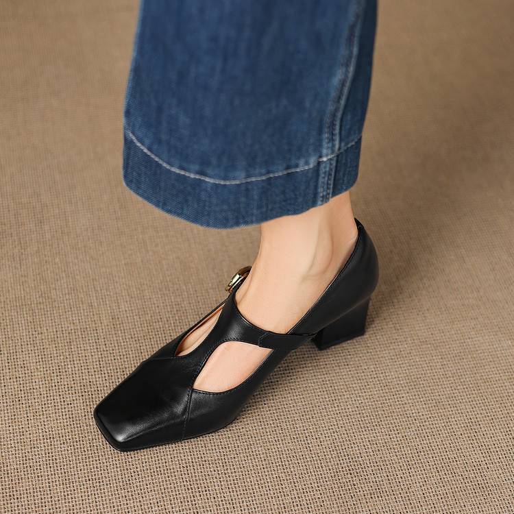 Escarpins Éléa – Cuir Véritable à Bout Carré