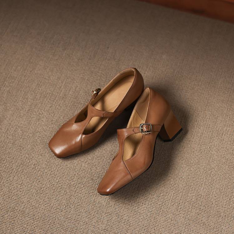 Escarpins Éléa – Cuir Véritable à Bout Carré