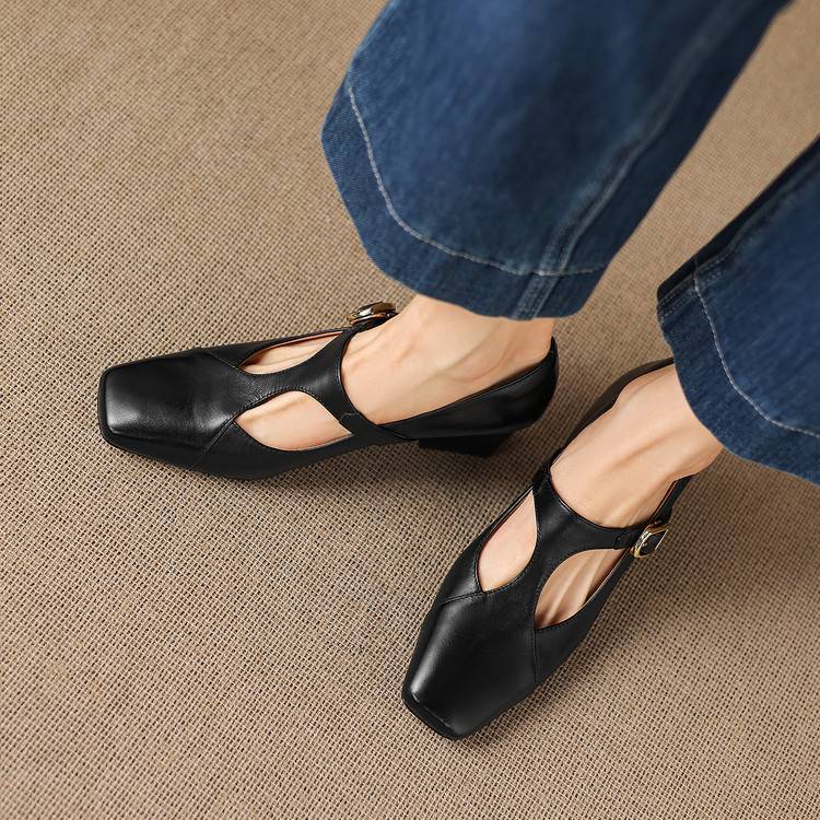 Escarpins Éléa – Cuir Véritable à Bout Carré
