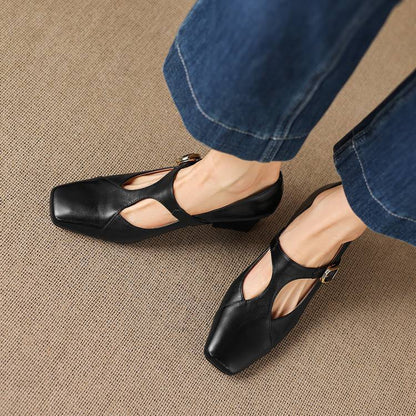 Escarpins Éléa – Cuir Véritable à Bout Carré