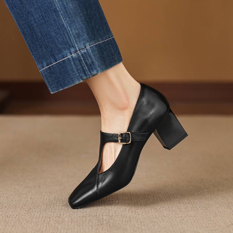 Escarpins Éléa – Cuir Véritable à Bout Carré