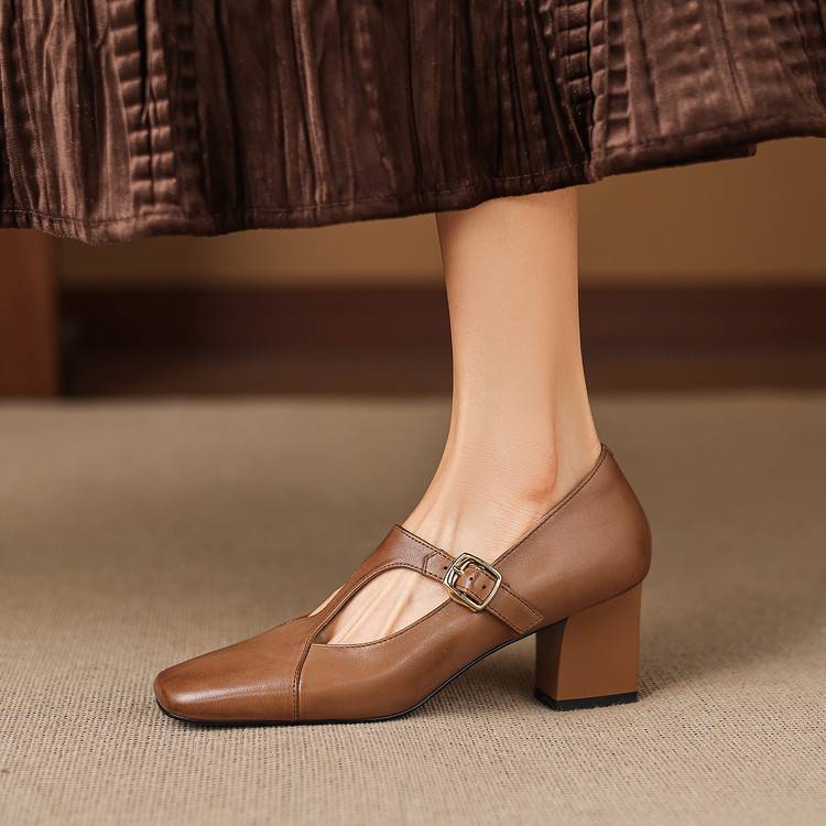 Escarpins Éléa – Cuir Véritable à Bout Carré