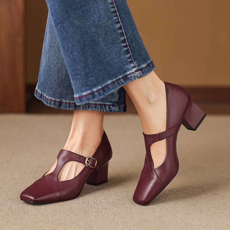 Escarpins Éléa – Cuir Véritable à Bout Carré